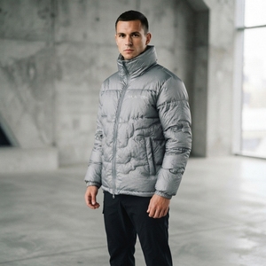 Men <b>Lightweight</b> <b>Puffer</b> <b>Jacket</b> Crinkle Fabric High Collar Quilted Winter Warm Insulated Casual Outdoor <b>Jacket</b> OEM ODM - Product Image 6