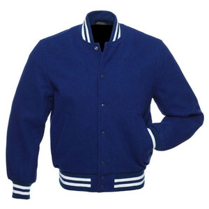 Veste de sport bleue pour homme avec épaules blanches et poignets rayés rouges, style preppy, coupe classique, col rabattu - Product Image 4