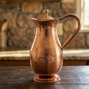 Jarra de Agua de Cobre Puro de Alta Calidad con Asa de Latón, Diseño Tradicional para el Hogar, Cocina, Hotel, Restaurante y Uso en la Comedor - Product Image 3
