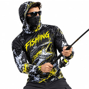 Chemise de pêche à capuche pour homme, personnalisable, faible MOQ, impression par sublimation, UPF 50, respirante, séchage rapide, polyester/spandex, performance, 220g - Product Image 5