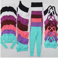 Conjuntos de Yoga para Mujer en Oferta, 2 Piezas, Estampado Floral y de Leopardo, Cinturón con Cordones y Pedrería, Cintura Media, Ecológicos, Transpirables, SMART