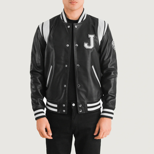 <b>Men's</b> PU <b>Leather</b> Bomber <b>Jacket</b> Black Maroon Sleeve Embroidered B Letter Turn-down Collar Zipper Closure Casual Autumn Wear - Product Image 6