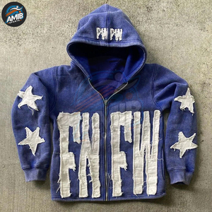 เสื้อฮู้ดดี้ปักลายสไตล์ดิสเทรสสำหรับผู้ชายรุ่นใหม่ล่าสุด ผ้าคอตตอนผสมคุณภาพสูงจากผู้ผลิตชั้นนำ - Product Image 5