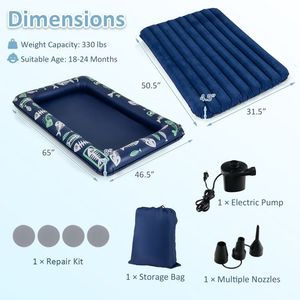 Cama Inflable de Viaje con Bomba Eléctrica para Niños Pequeños, Rieles Elevados, Accesorio para Colchón de Aire - Product Image 4