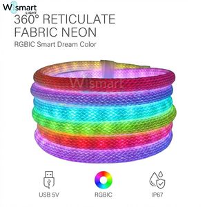 Ruban lumineux <span class=keywords><strong>néon</strong></span> en tissu RGBIC USB 5V DC 360 °   Bande lumineuse intelligente à <span class=keywords><strong>60</strong></span> LED, couleurs changeantes, pour jeux et décoration minimaliste - Product Image 2