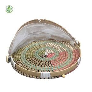 Seagrass food <b>cover</b> with color-coordinated pattern Kitchenware and <b>table</b> decoration Wholesale eco-friendly Made in Viet Nam - Product Image 1