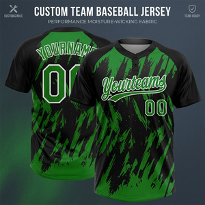 Camiseta de Béisbol Personalizada Verde y Negra con Estampado Sublimado, Poliéster que Absorbe la Humedad, Manga Corta, Unisex, Nombre y Número del Equipo para Adultos - Product Image 4