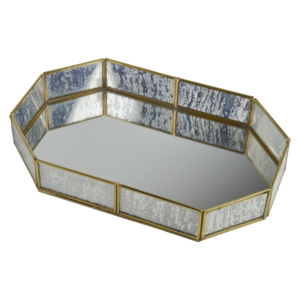 Plateau de présentation de bijoux élégant et rond avec finition argentée, plateau miroir en verre pour la décoration de la maison, plateau à maquillage - Product Image 6