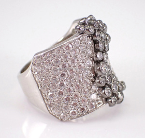 925 <b>Sterling</b> <b>Silver</b> Rhodium Plated Bezel <b>Set</b> Cluster <b>Ring</b> Unique Chunky Wide Hip Hop Style Unisex Anniversary Gift Jewelry - Product Image 2