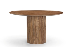 Mesa de Comedor Redonda Plegable de Madera Maciza de Mango con un Solo Pilar - Product Image 5
