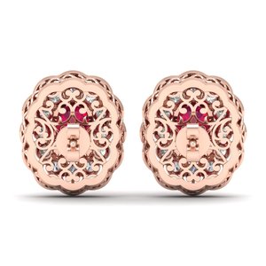 Boucles d'oreilles clous REYES classiques en or massif 14 carats avec rubis ovale de 10 carats et moissanite, fermoir à vis, bijoux personnalisés - Product Image 3