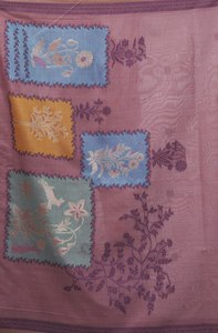 Sari de Algodón Morado para Mujer con Parches Florales, Ropa Casual Tradicional India, Largo hasta el Suelo, Corte Regular - Product Image 6