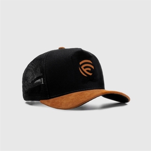 Custom <b>Black</b> Mesh Trucker <b>Cap</b> with Suede Visor – 5 Panel Snapback <b>Baseball</b> <b>Cap</b> for Men & Women - Product Image 2
