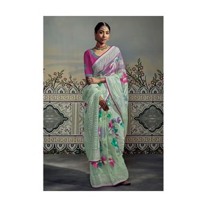 Latest Collection Indian Silk Saree with Stylish Soft Organza <b>Brasso</b> Blouse Beautiful Embroidery Work for Special Occasions - Product Image 2