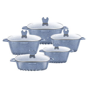Juego de Ollas Cuadradas Antiadherentes de 10 Piezas Estilo Royal, Juego de Utensilios de Cocina de Aluminio y Granito, Cacerola para Sopa de Varios Tamaños para Venta al por Mayor - Product Image 3
