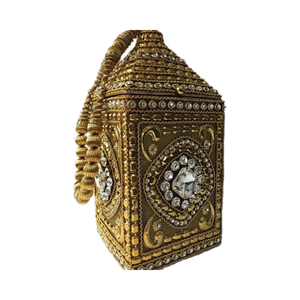 Pochette en métal pour femmes H-4218, fabrication artisanale, mode vive, haute qualité, or, argent, travail de perles, pierres, multifonctionnelle, portable - Product Image 1