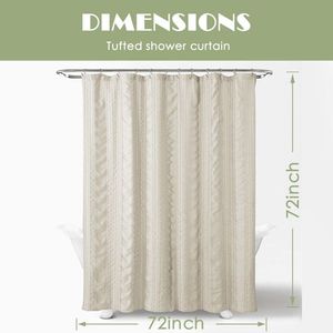 Tenda da doccia moderna 72x72 pollici con ciuffo a strisce per bagno - Product Image 6