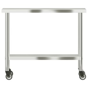 Tavolo da lavoro cucina commerciale con ruote 43.3 \ "x11.8 \" x33.5 \ "fabbricazione in acciaio inox - Product Image 5