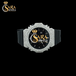 Reloj de Lujo con Diamantes VVS Moissanite, Acabado Brillante, Correa de Goma, Acero Inoxidable, Joyería de Regalo de la India - Product Image 2