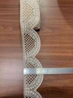 Bordure de dentelle de luxe pour robe de mariée, 3,5 pouces, richement ajourée, broderie de perles, travail miroir, garniture décorative pour couture