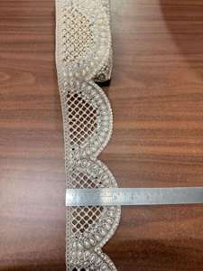 Wedding Dress Luxury Lace Border 3.5 Inch Heavy Cutwork Pearl Embroidery Mirror Work Decorative Sewing <b>Material</b> Trim - Product Image 3