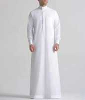 Vente en gros de Jubbah personnalisée avec logo, vêtements islamiques de haute qualité, Thobe saoudien en polyester et coton, anti-plis, extensible dans les quatre sens, décontracté