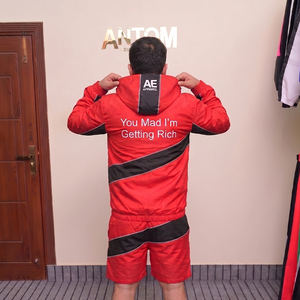 Conjunto Deportivo Personalizado de Talla Grande, Chaqueta Corta con Capucha y Pantalones Cortos, Transpirable, con Estampado, para Verano, Ropa de Entrenamiento Personalizable para Hombre - Product Image 4