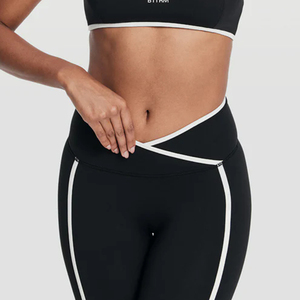 Leggings pour femmes avec taille croisée flatteuse, 82% polyester, 18% élasthanne, leggings extensibles 4 directions, pantalons de yoga et de gym - Product Image 3