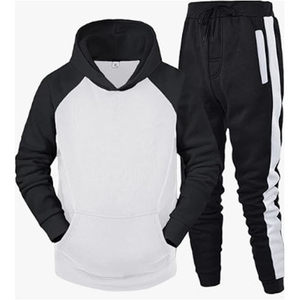 Conjunto Deportivo con Capucha para Hombre, Color Negro y Gris, Manga Larga, Estilo Casual para Otoño, Transpirable, de Poliéster y Algodón, Pantalones Jogger con Laterales - Product Image 4