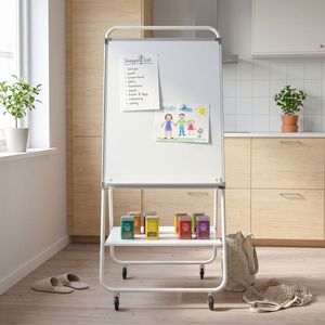 Chevalet de tableau blanc portable en métal avec roulettes et étagère de rangement, taille standard pour usage professionnel - Product Image 5