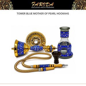 Hot Selling Good Quality Traditional Handmade Stainless Steel Egyptian Tower Blue Mother of Pearl <b>Hookahs</b> for Wholesale Purchase - Product Image 2