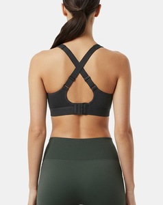 Soutien-gorge de sport noir sans coutures de qualité supérieure, bretelles croisées, motif uni, col carré, maintien élevé, respirant, pour yoga, devant 2026 - Product Image 2