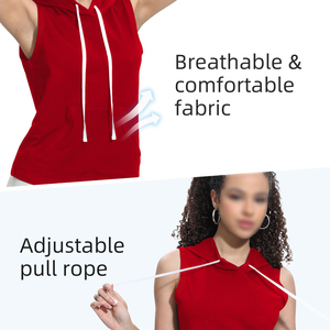 เสื้อกล้ามมีฮู้ดแบบสั่งทำพิเศษ เนื้อผ้าถักนุ่มสบาย ระบายอากาศได้ดี แห้งเร็ว สวมใส่สบายๆ ปรับขนาดได้ สำหรับผู้หญิง - Product Image 4