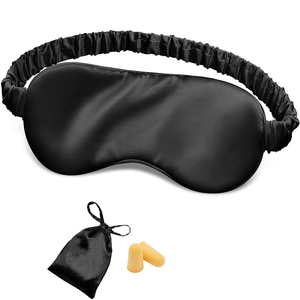 Masques pour les yeux en soie de mûrier 100% noire, tissu lisse, style européen, masques occultants, couvre-yeux 3D anti-pression - Product Image 1