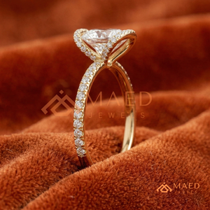 แหวนหมั้นทองคำขาว 14K ทรงวงรีประดับโมอิสซาไนต์ทรงโอวัล พร้อมวงแหวนแต่งงานแบบฝังเพชร ดีไซน์หรูหราสำหรับเจ้าสาว สินค้าอินเทรนด์จากสหรัฐอเมริกา - Product Image 2