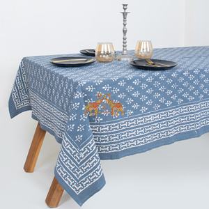 Nouvelle collection de nappes de table en coton indien imprimées à la main, écologiques, bleu Dabu, à motifs floraux, pour mariage - Product Image 6