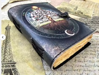 Carnet en cuir véritable indien avec papier à bords festonnés, motif arbre, journal personnalisé avec fermoir en laiton