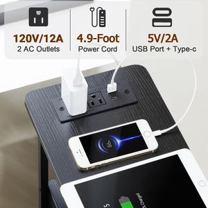 Tavolino Sottile da Salotto con Cassetti in Tessuto, Tavoli Console per Arredamento Casa e Stazione di Ricarica - Product Image 4