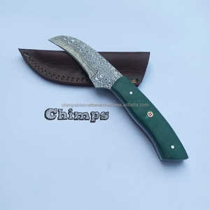 Cuchillo de caza Skinner de acero de Damasco hecho a mano de grado industrial con mango de Micarta y funda de cuero para uso diario OEM - Product Image 6