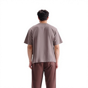 Camiseta de Algodón Lisa para Hombre, Manga Corta, Cuello Redondo, Corte Holgado, Color Sólido, Estilo Casual, Transpirable, Tejido de Punto Jersey de 220g - Product Image 6