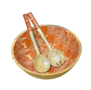 Tazón de Madera de Acacia de Diseño de Lujo, Último Diseño en Venta, Estilo Único, Tazón de Madera para Servir Ensaladas o Frutas con Cucharas - Product Image 6