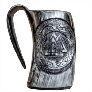 Mug en corne d'animal de haute qualité, dernière nouveauté, pour bière et vin, écologique, style américain, idéal pour le camping et les pique-niques en montagne - Product Image 2