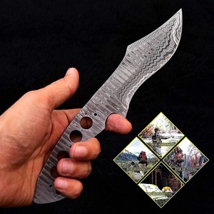 Lame de couteau de chasse et de camping en acier Damas de haute qualité, forgée à la main, lame médiévale, qualité bricolage, pour forgeurs, pièce vierge faite à la main - Product Image 4