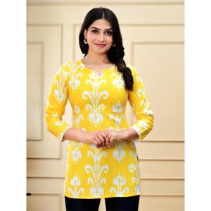 เสื้อทูนิคพิมพ์ลายลำลองสำหรับผู้หญิงจาก Aarti Fashion เอวธรรมชาติ คอทรงโอ แขนสามส่วน ผ้าทอ ใส่ได้ทุกฤดู - Product Image 1