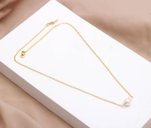 Collier en perles de coquillages naturelles faites à la main, pierres précieuses rondes de 10-4 mm, or 18 carats, argent sterling 925 - Product Image 3