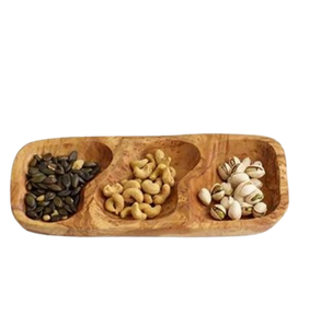 Plateau décoratif en bois brun pour fruits secs et noix, disponible en gros, importé d'Inde - Product Image 1