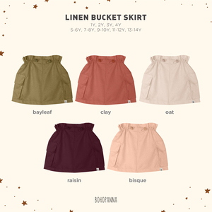 BOHOPANNA Linen Bucket <b>Skirt</b> Bayleaf Color <b>Elastic</b> <b>Waist</b> Pocket Mini <b>Skirt</b> Women's Bohemian Style All Seasons - Product Image 5