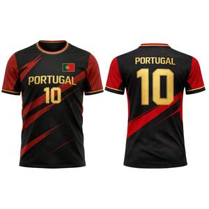 Camiseta de Fútbol Americano de Portugal para Hombre, Adulto, Roja, Verde y Dorada, Sublimada, Transpirable, de Manga Corta, Cuello Redondo, Ropa Deportiva Estampada - Product Image 2