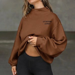 Sudadera con capucha de invierno para mujer con logo personalizado, cuello alto, forro polar, manga larga, bordada, estilo casual urbano - Product Image 4