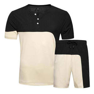 Summer Men Fashion Jogger Short Sleeve T-shirt and Cargo Shorts Two Pieces Sports <b>Set</b> Man Slim Fit Velvet Tracksuits Plus Size - Product Image 1